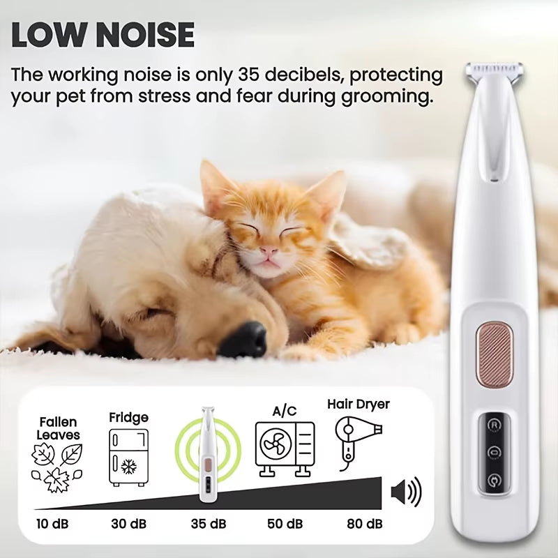 Low Noise Professional Pet Clipper Set, Including Beauty Clippers, USB Battery Powered, Suitable for Trimming Pet Paw Hair