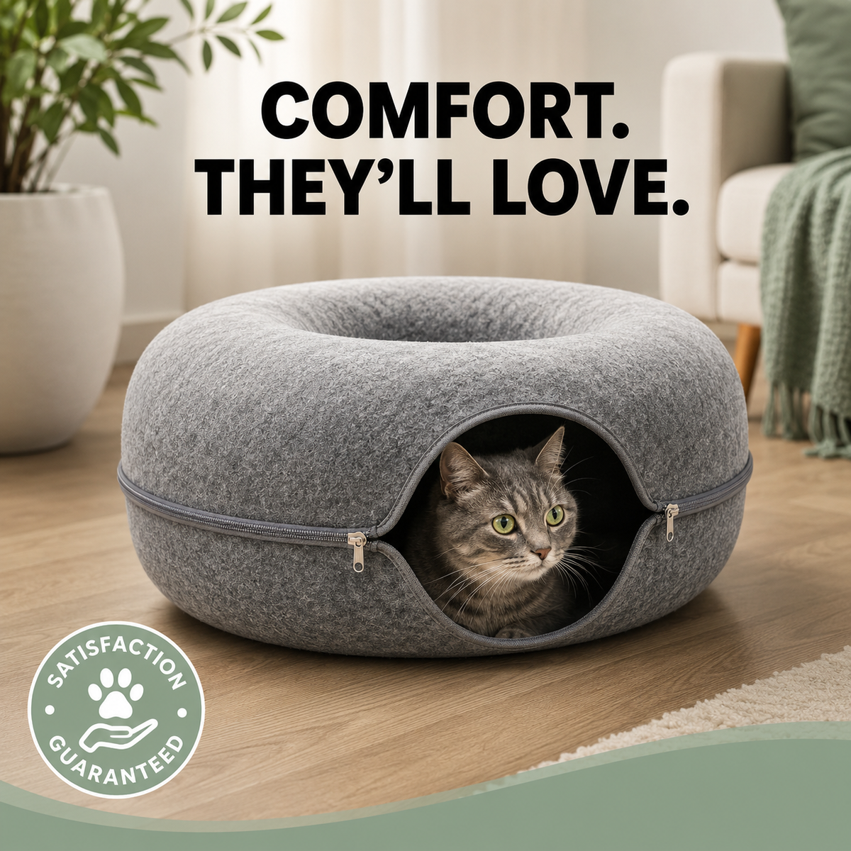 2-in-1 Cat Tunnel & Cozy Donut Bed