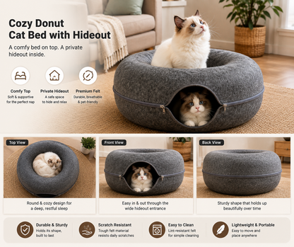 2-in-1 Cat Tunnel & Cozy Donut Bed
