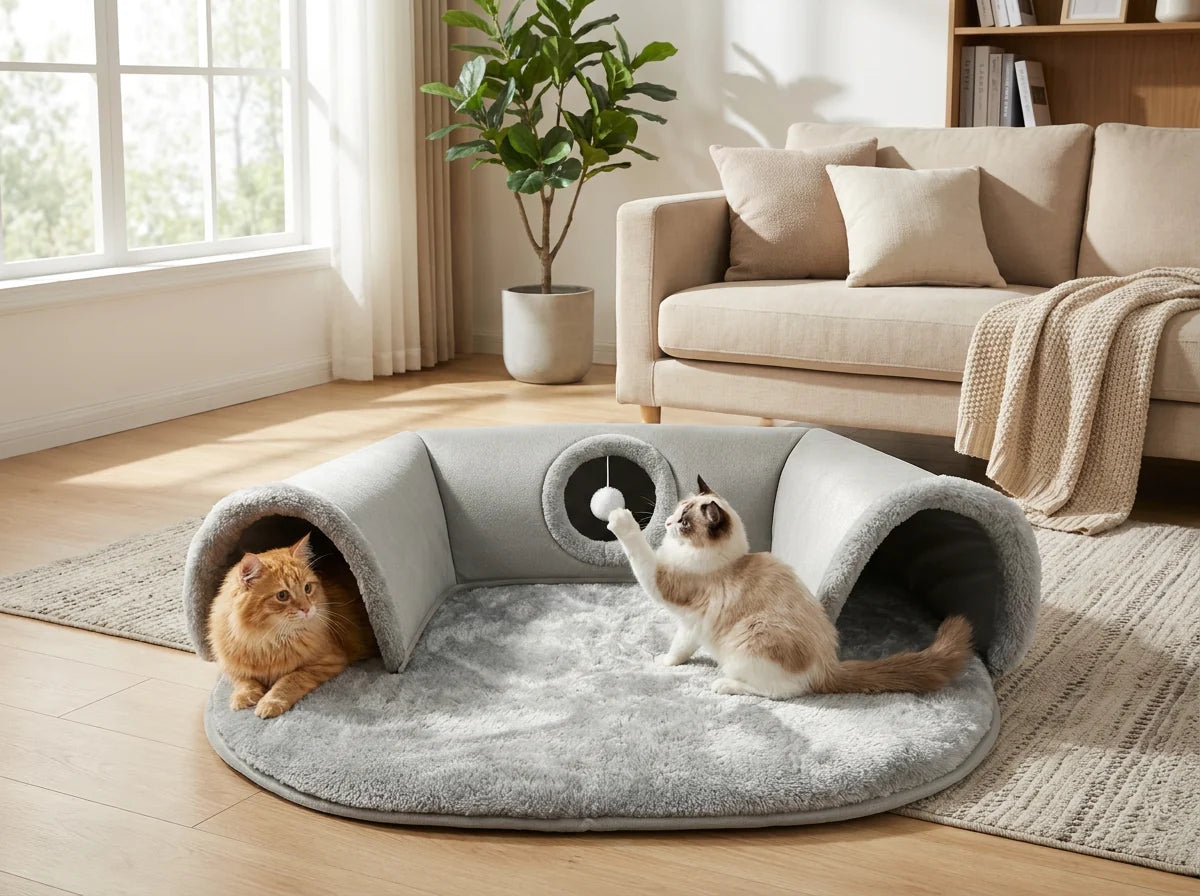 3-in-1 Cat Tunnel Bed & Cave