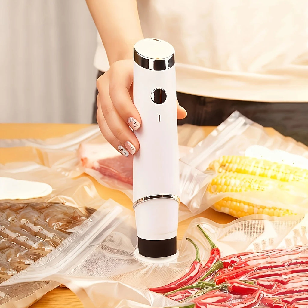 Handheld Rechargeable Food Vacuum Sealer Kit Portable Vacuum Sealer One-Touch Food Saver for Meat Fruit Vegetables Meal Prep