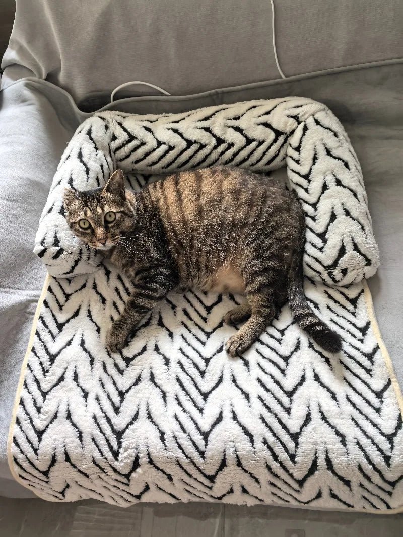 Dog Cat Couch Bed/Plush Pet Sofa Bed with Bolster/Non-Slip Furniture Protector Cover for Indoor Cats Small Dogs
