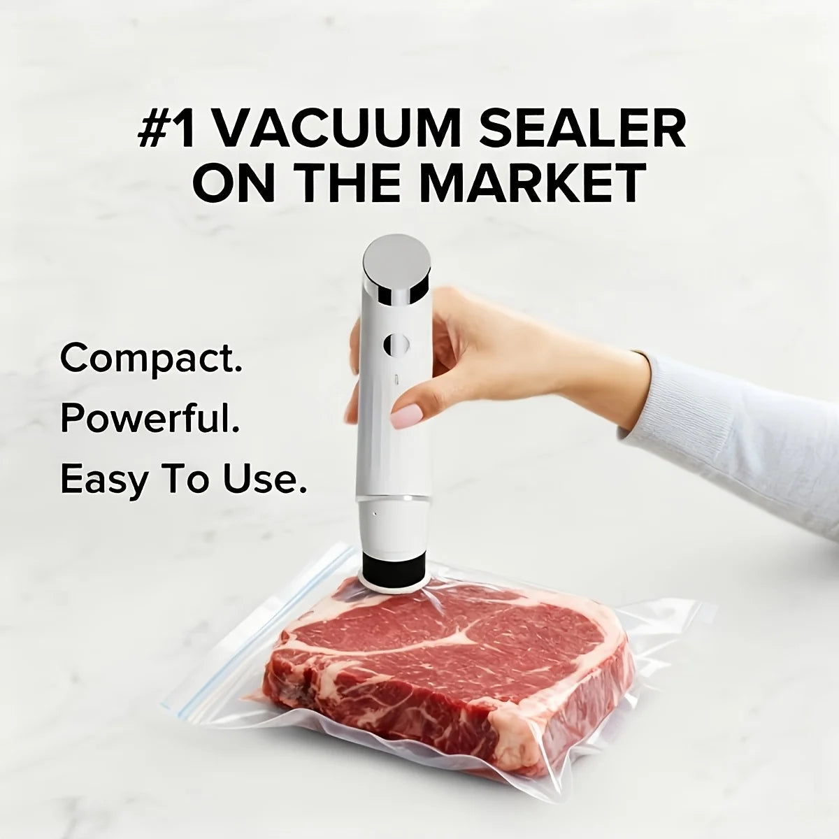 Handheld Rechargeable Food Vacuum Sealer Kit Portable Vacuum Sealer One-Touch Food Saver for Meat Fruit Vegetables Meal Prep