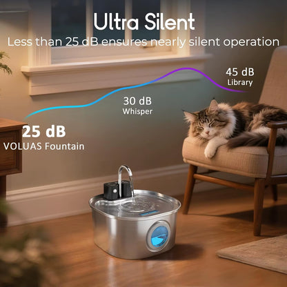 3L Stainless Steel Wireless Recharging Sensor Cat Water Fountain Auto Drinking Fountain for Cats Dog Drinker Pet Dispenser Bowl
