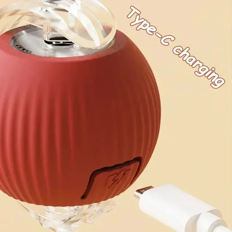 Automatic Rolling Ball Cat Dog Toy,Interactive Rechargeable Electric Smart Toy with Tail, Indoor Pet Training Boredom Relief Toy