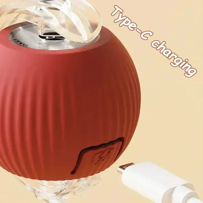 Automatic Rolling Ball Cat Dog Toy,Interactive Rechargeable Electric Smart Toy with Tail, Indoor Pet Training Boredom Relief Toy
