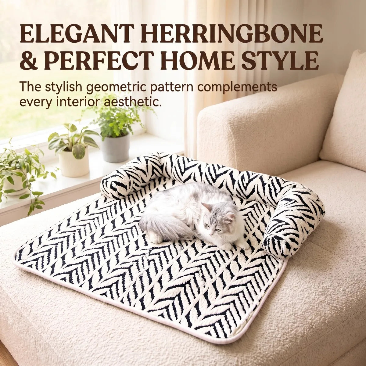 Dog Cat Couch Bed/Plush Pet Sofa Bed with Bolster/Non-Slip Furniture Protector Cover for Indoor Cats Small Dogs