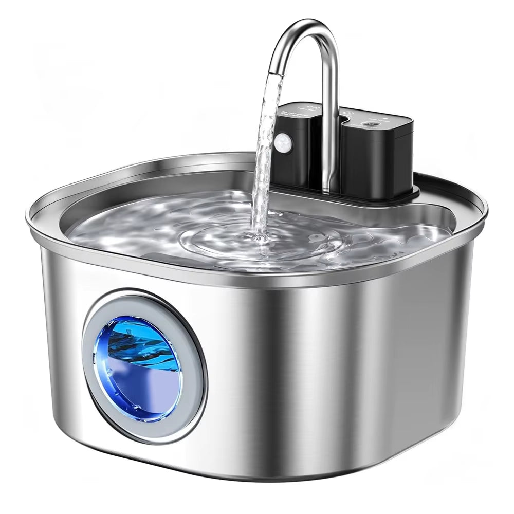 3L Stainless Steel Wireless Recharging Sensor Cat Water Fountain Auto Drinking Fountain for Cats Dog Drinker Pet Dispenser Bowl