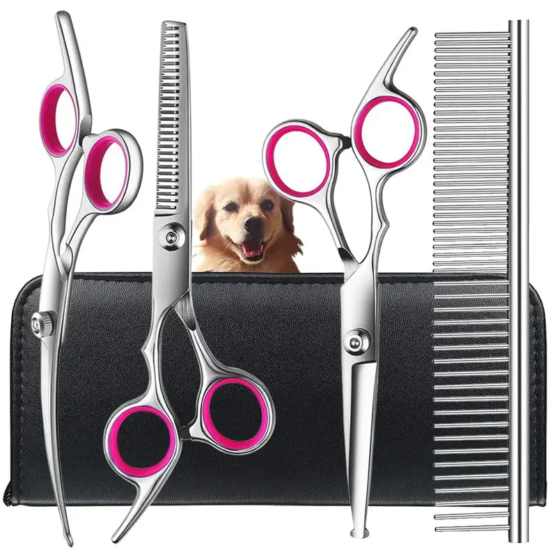 4Pcs Stainless Steel Pet Grooming   Scissors