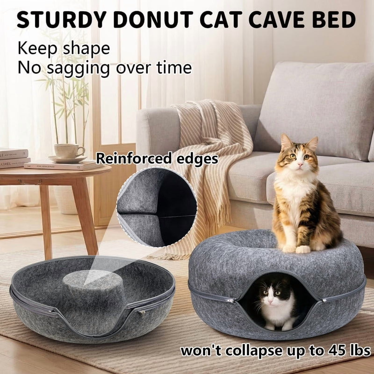 2-in-1 Cat Tunnel & Cozy Donut Bed