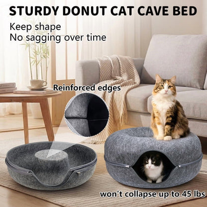 2-in-1 Cat Tunnel & Cozy Donut Bed