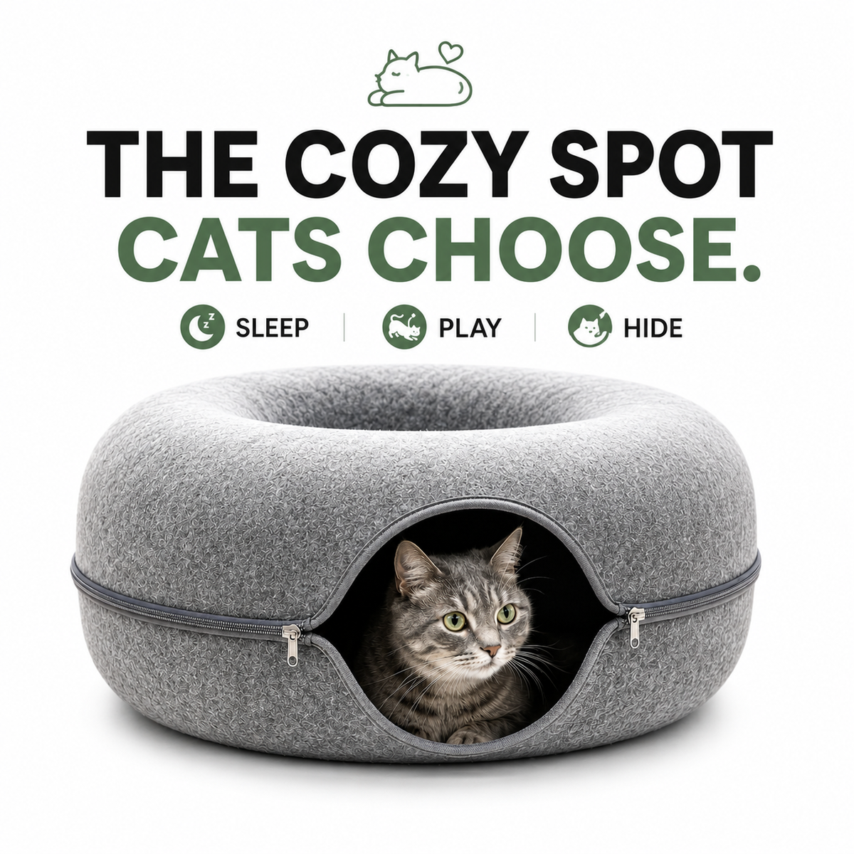 2-in-1 Cat Tunnel & Cozy Donut Bed