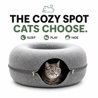 2-in-1 Cat Tunnel & Cozy Donut Bed
