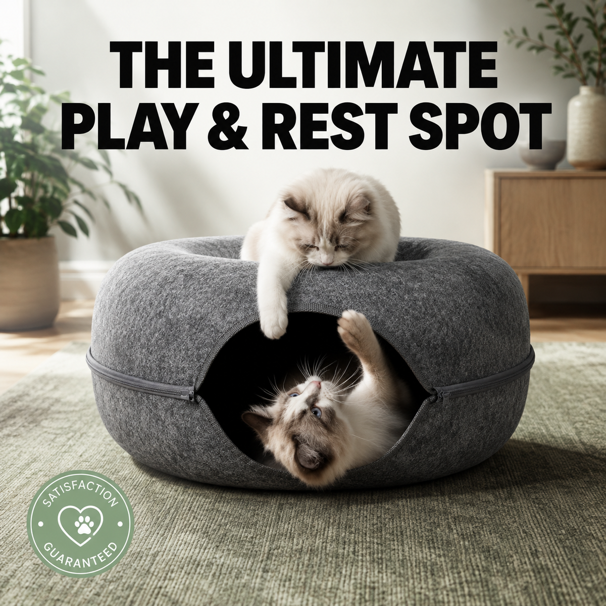 2-in-1 Cat Tunnel & Cozy Donut Bed