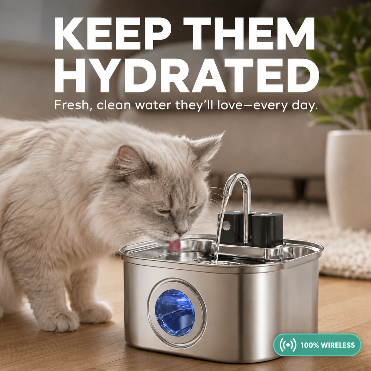 Stainless Steel Wireless Fountain