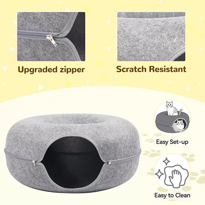 2-in-1 Cat Tunnel & Cozy Donut Bed