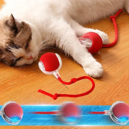 Automatic Rolling Ball Cat Dog Toy,Interactive Rechargeable Electric Smart Toy with Tail, Indoor Pet Training Boredom Relief Toy