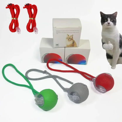 Automatic Rolling Ball Cat Dog Toy,Interactive Rechargeable Electric Smart Toy with Tail, Indoor Pet Training Boredom Relief Toy