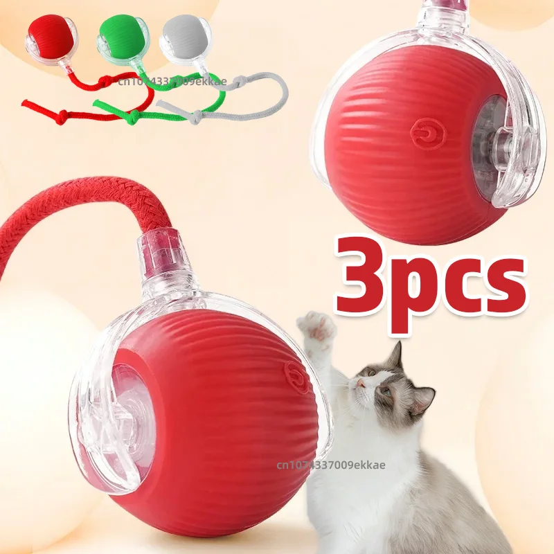 Automatic Rolling Ball Cat Dog Toy,Interactive Rechargeable Electric Smart Toy with Tail, Indoor Pet Training Boredom Relief Toy
