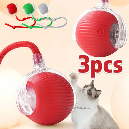 Automatic Rolling Ball Cat Dog Toy,Interactive Rechargeable Electric Smart Toy with Tail, Indoor Pet Training Boredom Relief Toy