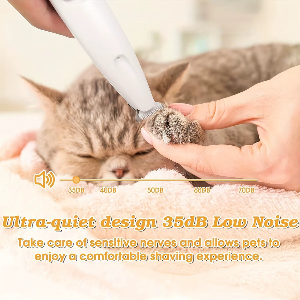 Low Noise Professional Pet Clipper Set, Including Beauty Clippers, USB Battery Powered, Suitable for Trimming Pet Paw Hair